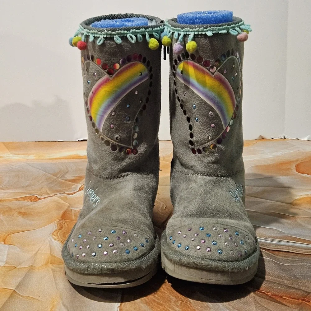 Skechers Twinkle Toes Girls Boots Size 1 Rainbow Light Up One Light Works
